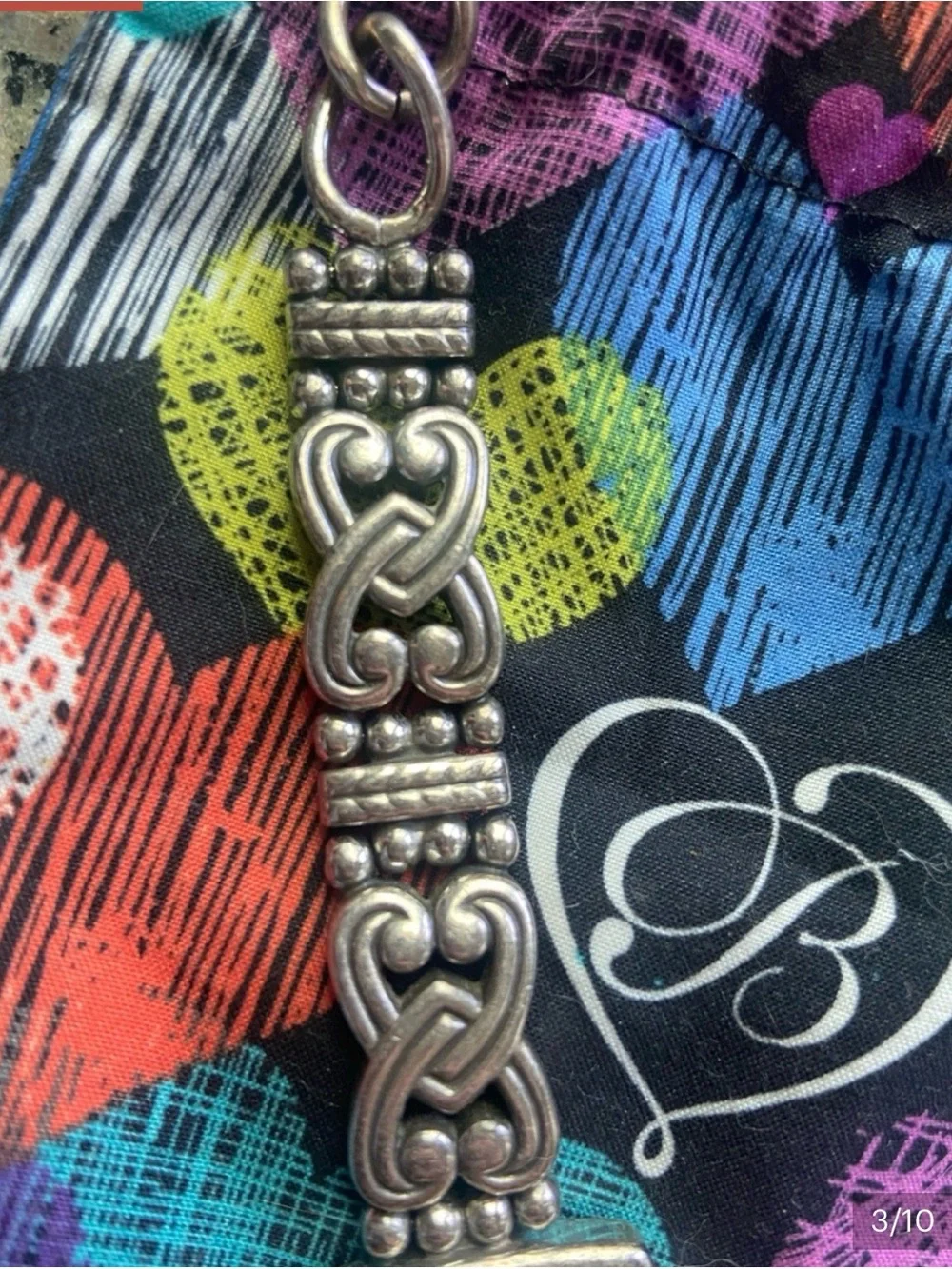 Brighton Vintage Women's Silver Heart Bracelet Watch with Toggle Closure